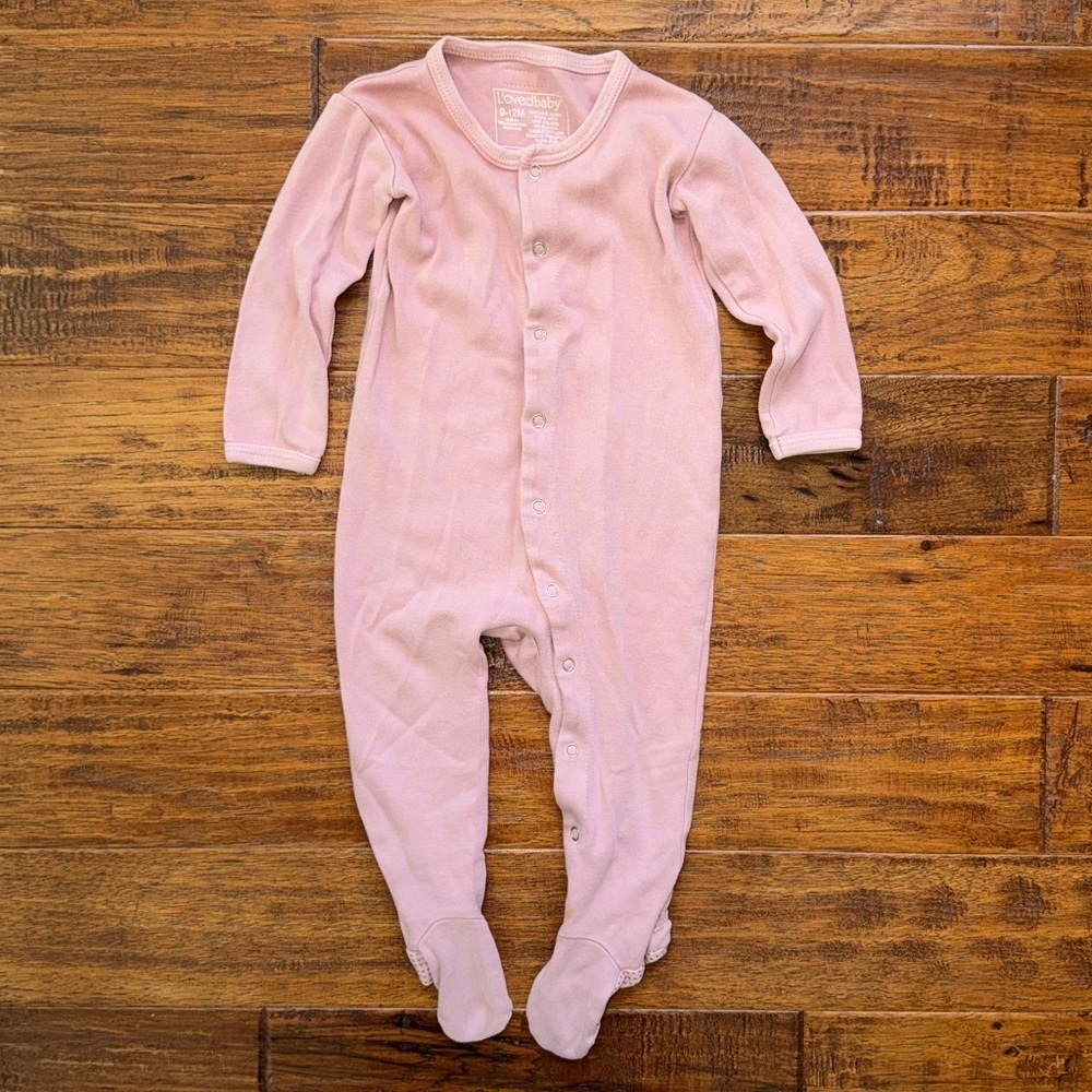 L’ovedbaby Organic cotton snap footie, 9-12m, mauve pink